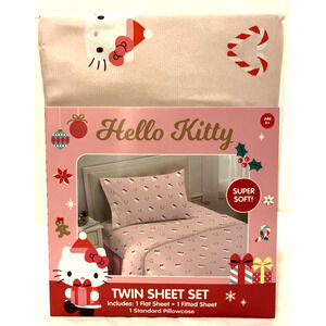 Sanrio Hello Kitty 3 Piece Twin Size Bed Sheet Set Sheets And Pillowcase Heart